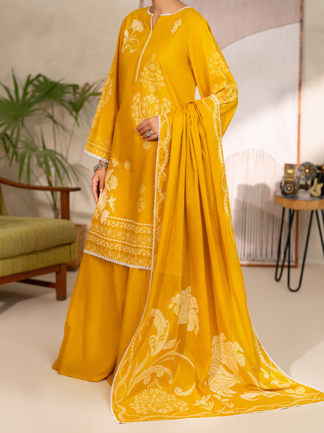 Mustard Lawn Unstitched 3PC - ALP-3PS-2705