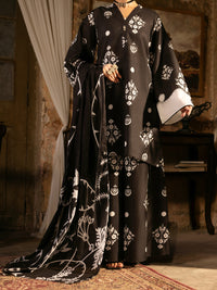Black Cotton Lawn Unstitched 3PC - ALP-3PS-2711