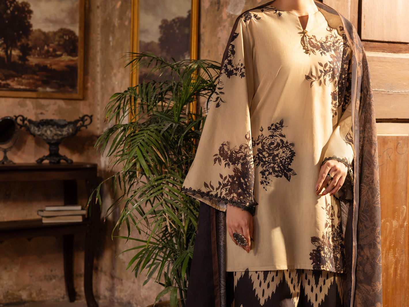 Fawn Cotton Lawn Unstitched 3PC - ALP-3PS-2713
