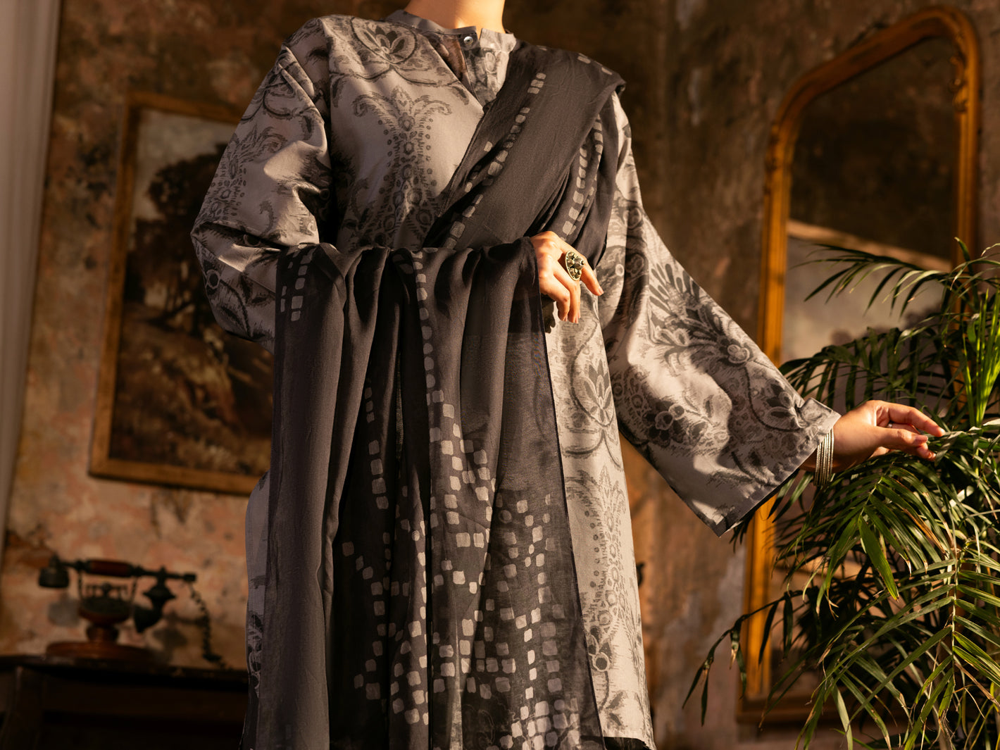 Grey Cotton Lawn Unstitched 3PC - ALP-3PS-2714