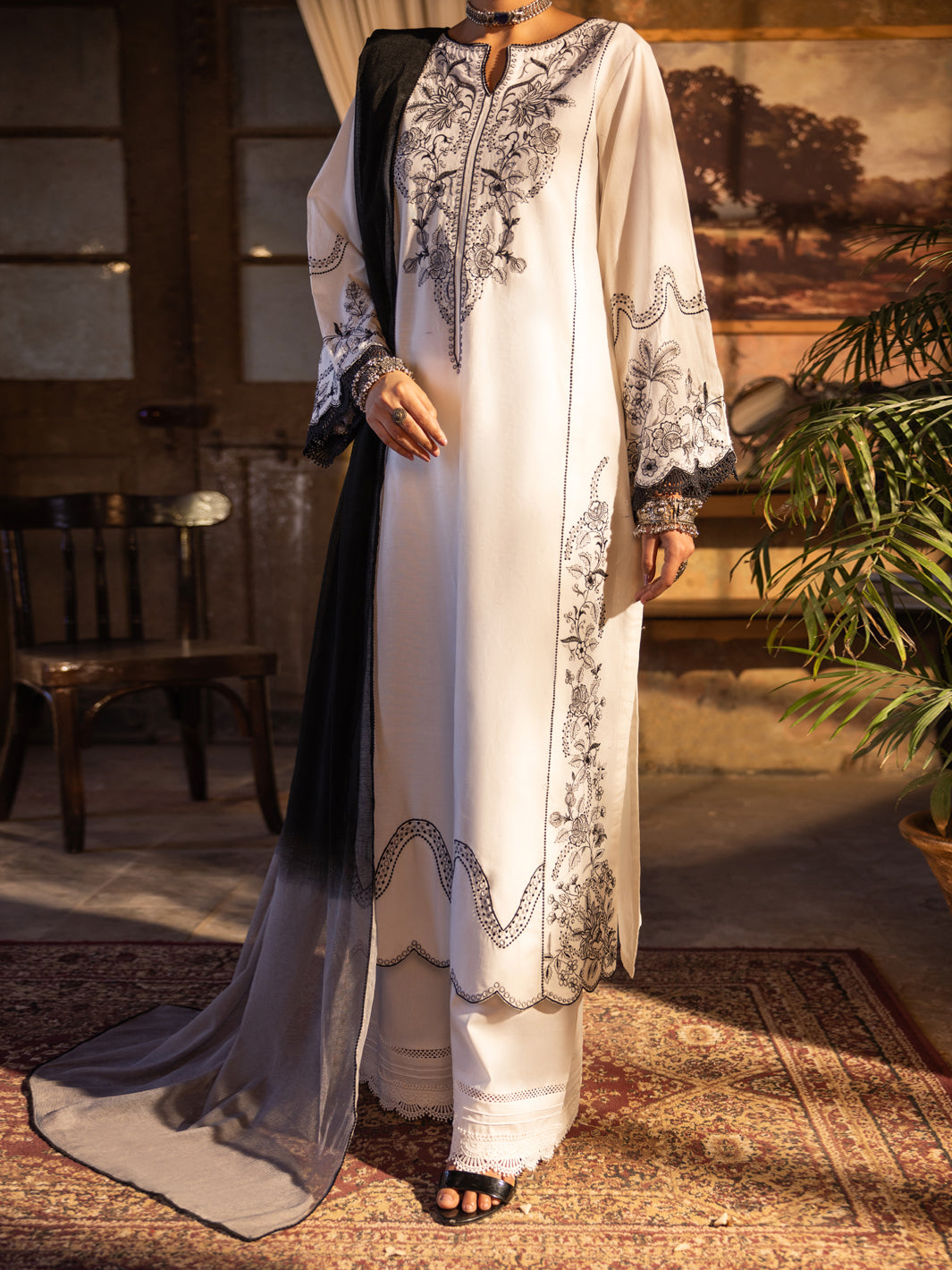 White Dyed Lawn Unstitched 3 Piece - ALP-3PS-2722