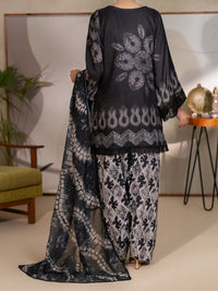 Black Swiss Jacquard Unstitched 3PC - ALP-3PS-2727