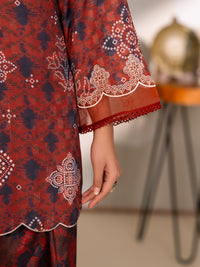 Maroon Swiss Jacquard Unstitched 3PC - ALP-3PS-2728