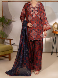 Maroon Swiss Jacquard Unstitched 3PC - ALP-3PS-2728