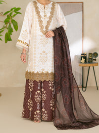 White Swiss Jacquard 3Pc Unstitched - ALP-3PS-2729
