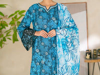 Blue Swiss Jacquard Unstitched 3PC - ALP-3PS-2730