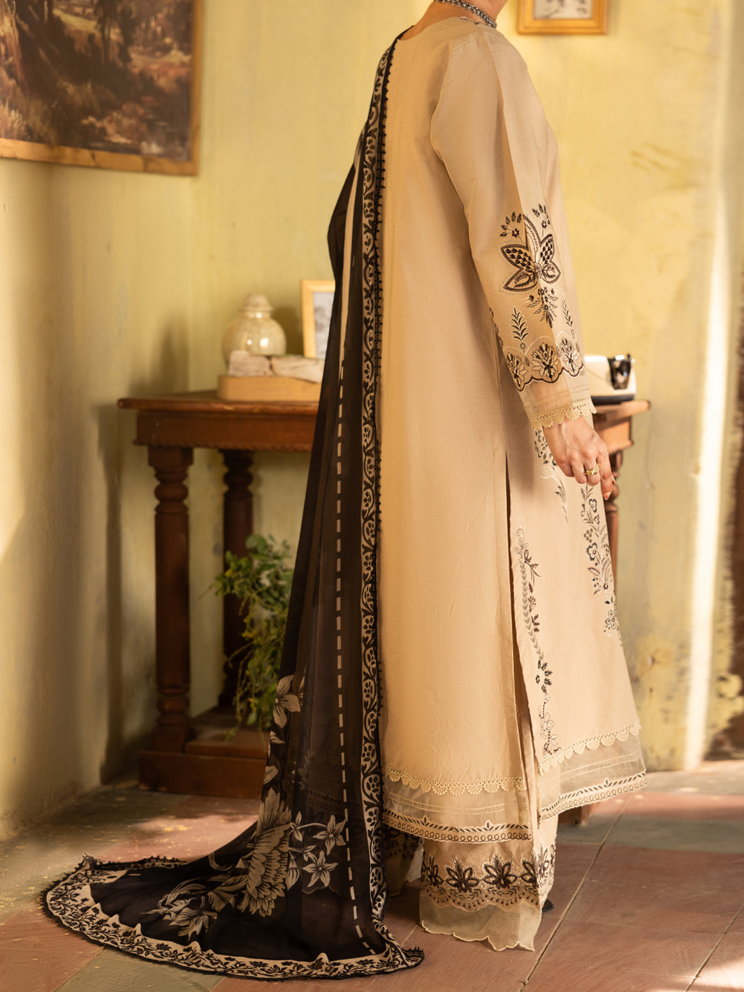 Beige Dyed Lawn Unstitched 3 Piece - ALP-3PS-2735