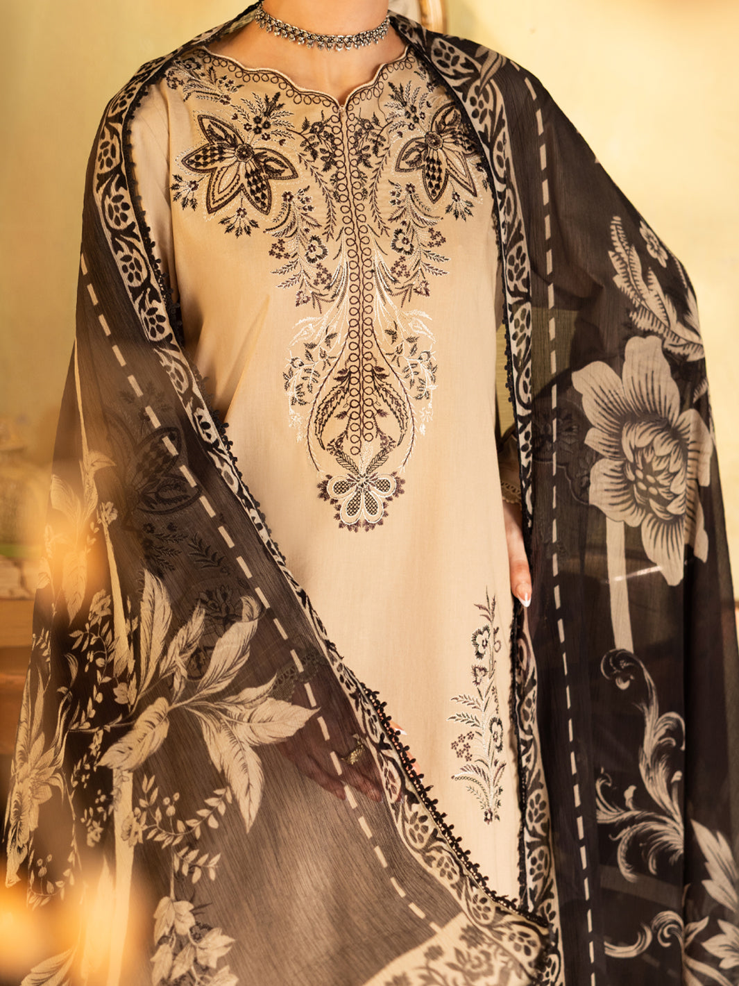 Beige Dyed Lawn Unstitched 3 Piece - ALP-3PS-2735