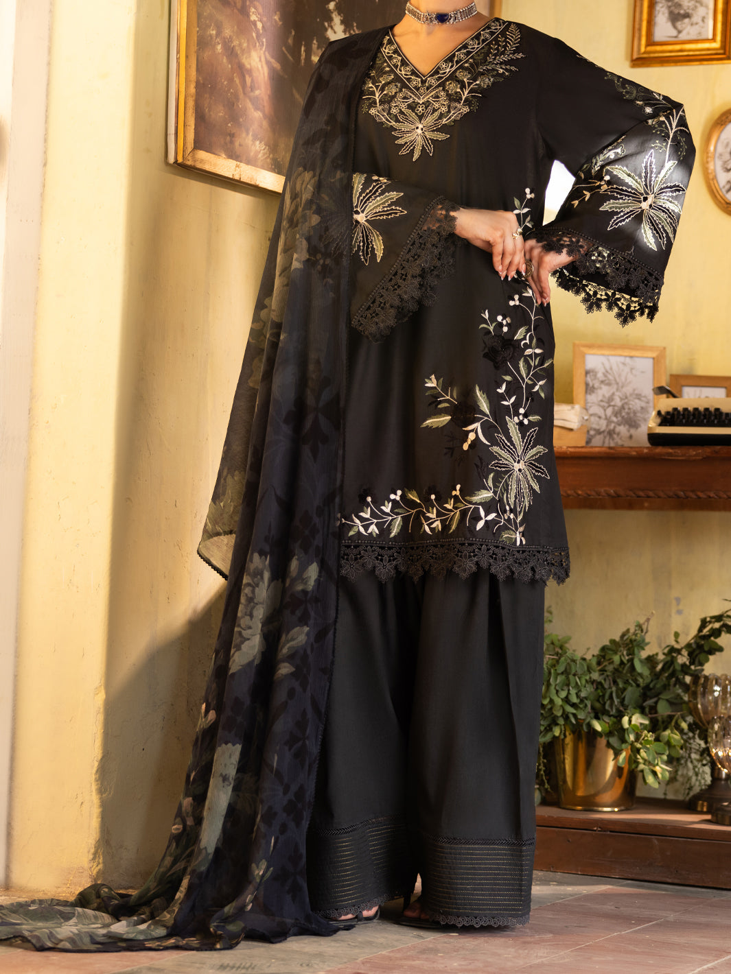 Charcoal Dyed Lawn Unstitched 3 Piece - ALP-3PS-2736