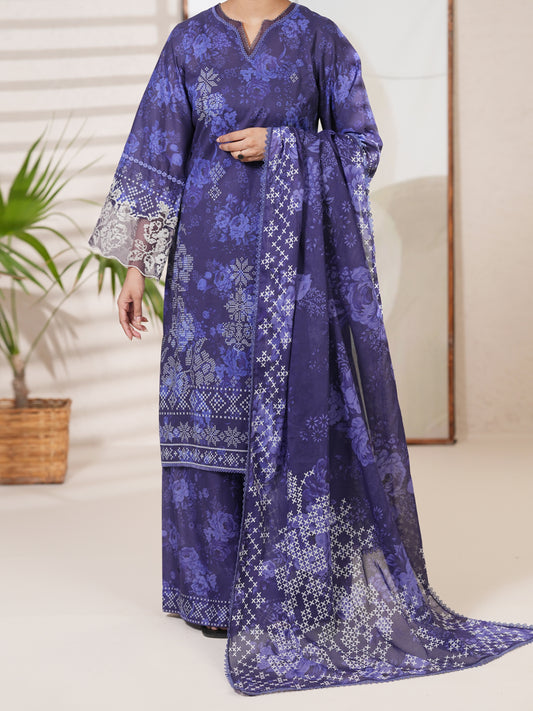 Blue Cambric Unstitched 3Pc - ALP-3PS-2747 Front Main