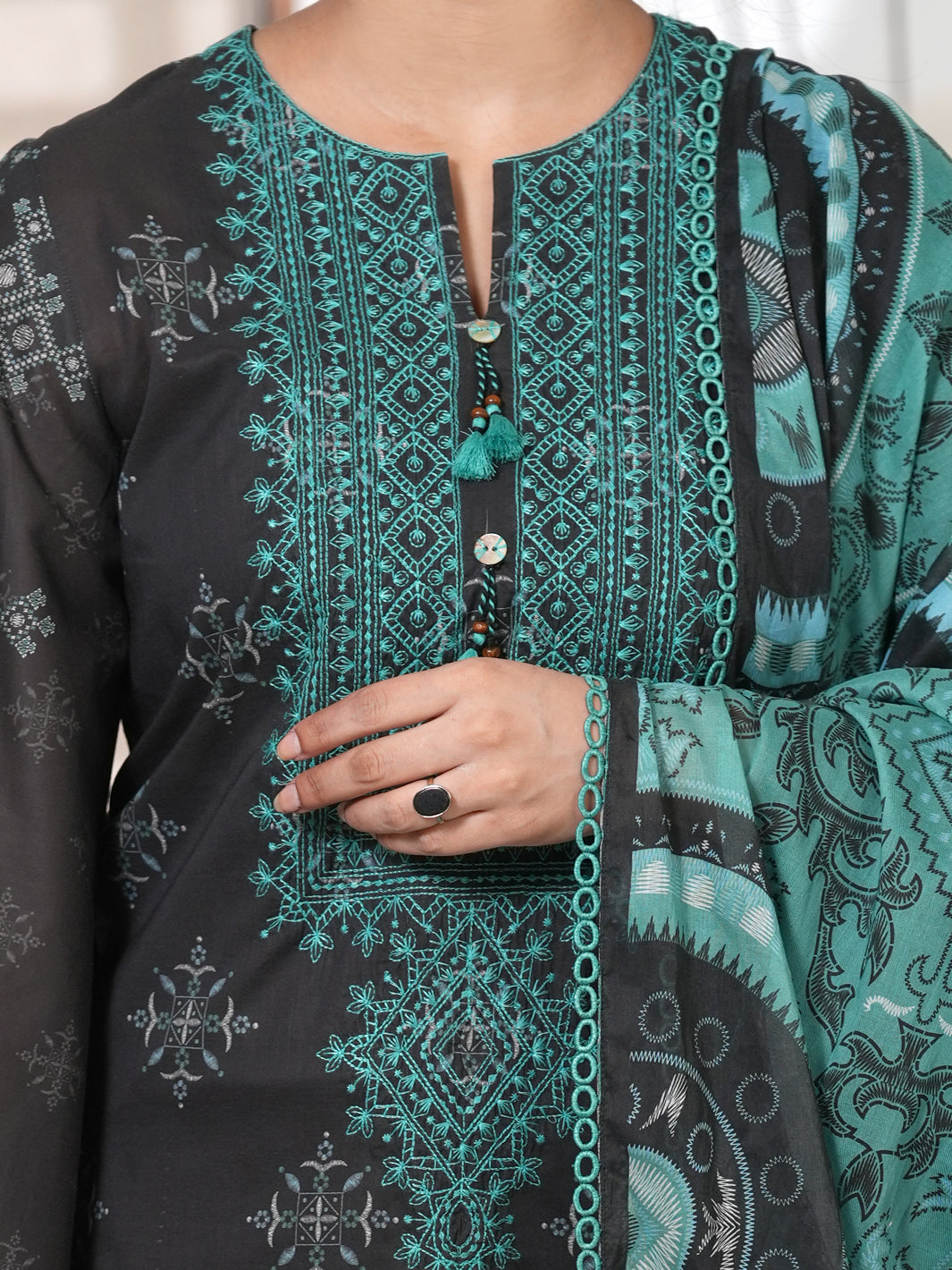 Charcoal Cambric Unstitched 3Pc - ALP-3PS-2748