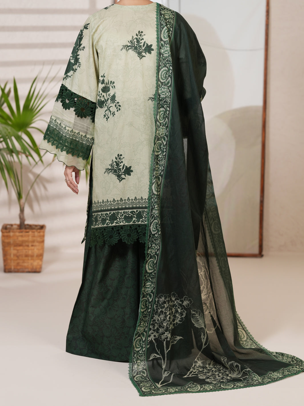 Green Cambric Unstitched 3Pc - ALP-3PS-2750