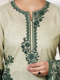 Green Cambric Unstitched 3Pc - ALP-3PS-2750