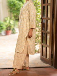 Cream Lawn Co-Ord Set - ALP-2PS-SLKS-2773
