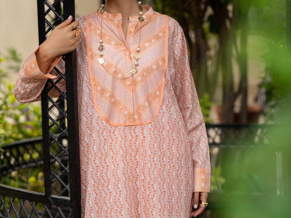Peach Lawn Co-Ord Set - ALP-2PS-SLKS-2776
