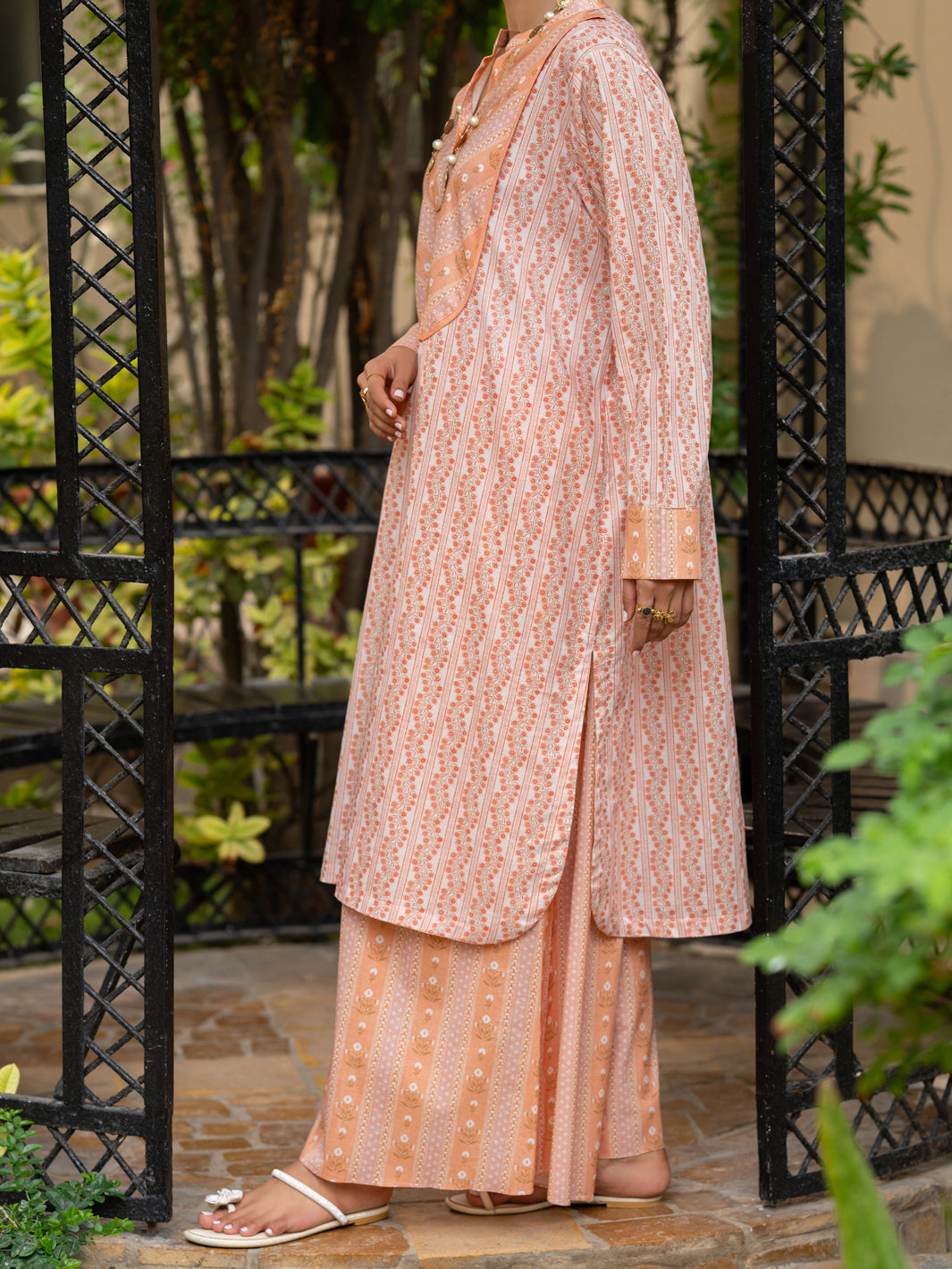 Peach Lawn Co-Ord Set - ALP-2PS-SLKS-2776