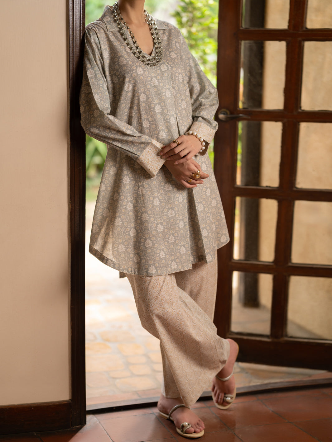 Beige Lawn Co-Ord Set - ALP-2PS-SLKS-2778