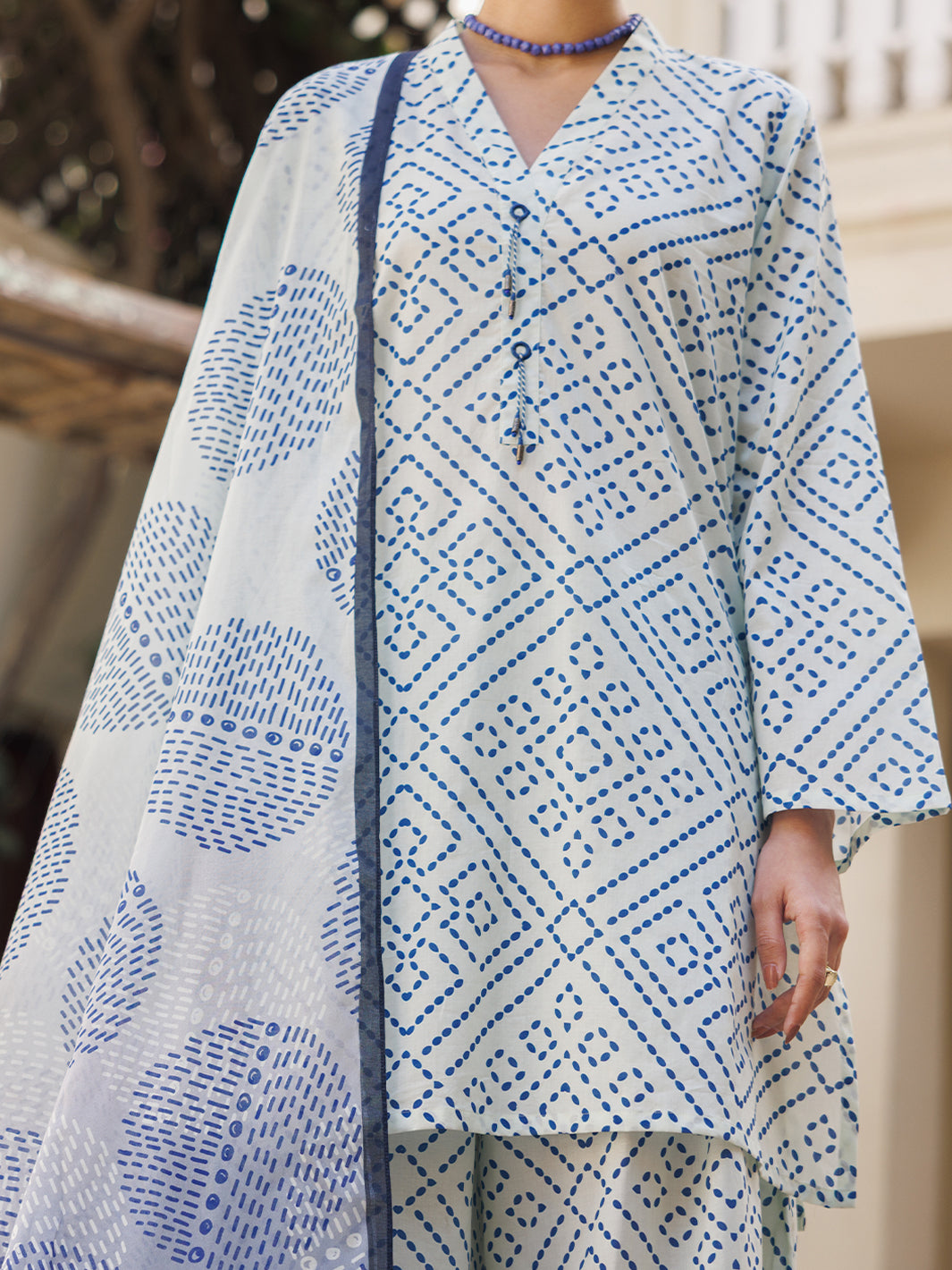 Off White Cotton Stitched 3PC - ALP-3PS-2819