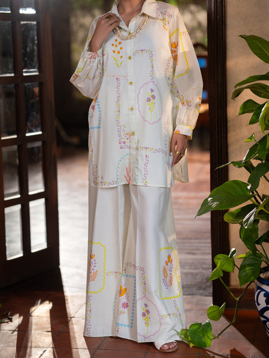 Ivory Cambric Stitched 2PC - ALP-2PS-LKS-2825