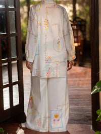 Ivory Cambric Stitched 2PC - ALP-2PS-LKS-2825