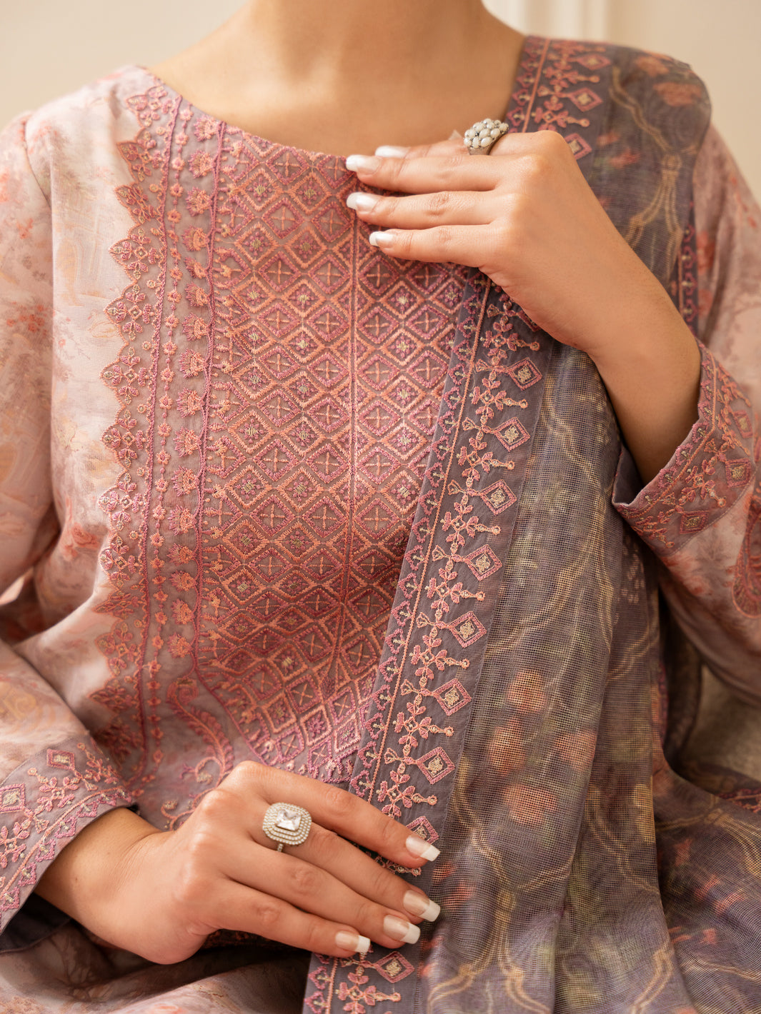 Light Pink Silk Lawn Stitched 3Pc - ALP-3PS-2364