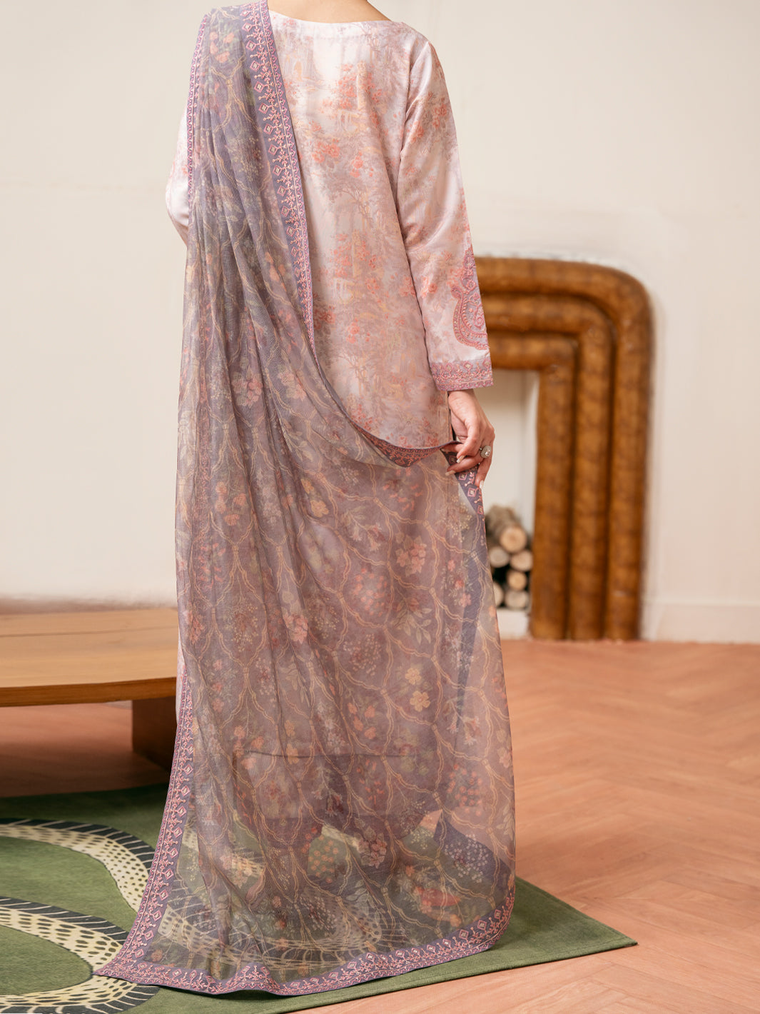 Light Pink Silk Lawn Stitched 3Pc - ALP-3PS-2364
