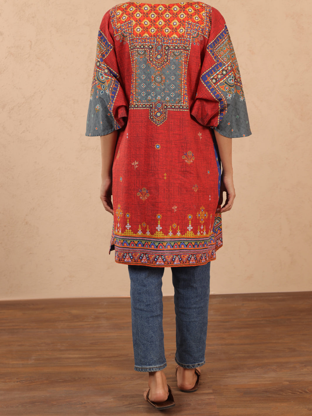 Red Cambric Tunic - ALP-LK-1980 - Almirah Online