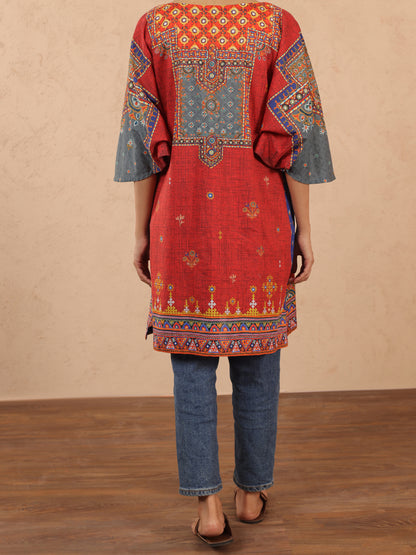 Red Cambric Tunic - ALP-LK-1980 - Almirah Online