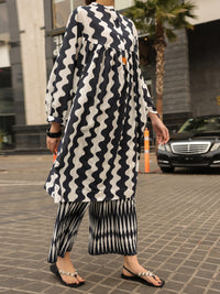 Black White Lawn Kurti - ALP-SLK-2543