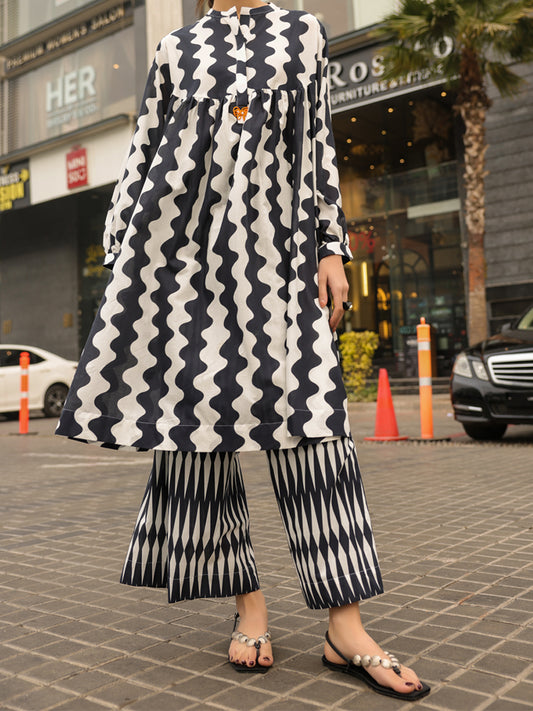 Black White Lawn Kurti - ALP-SLK-2543