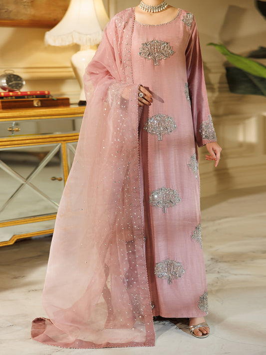 Light Purple Raw Silk Formal Stitched 3Pc - AL-3PS-LS-608