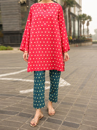 Red Lawn Kurti - ALP-SLK-2549