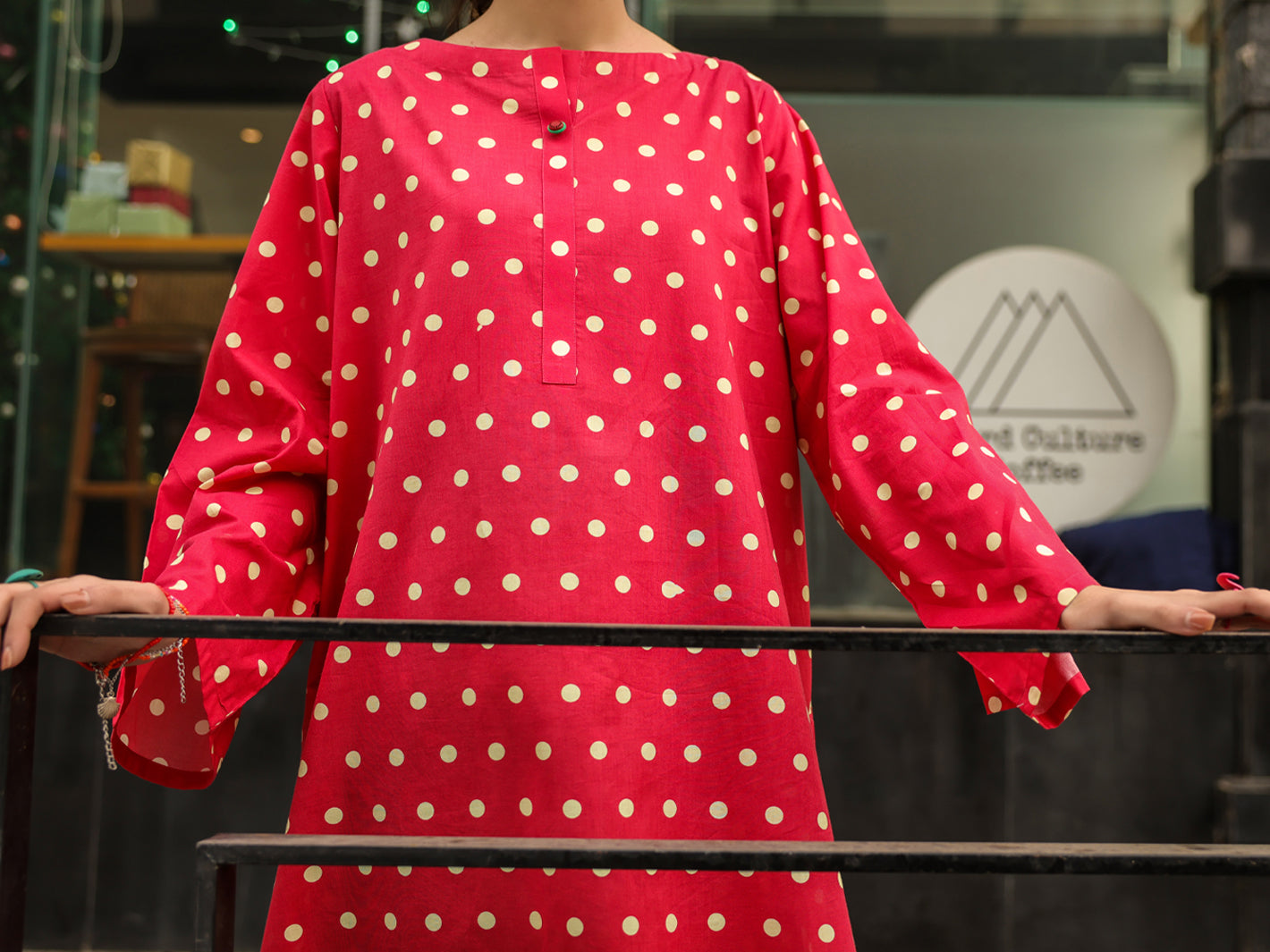 Red Lawn Kurti - ALP-SLK-2549