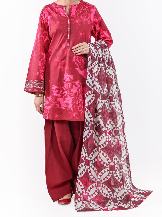 Maroon Lawn 2Pc Unstitched - ALP-2PS-LKD-2467