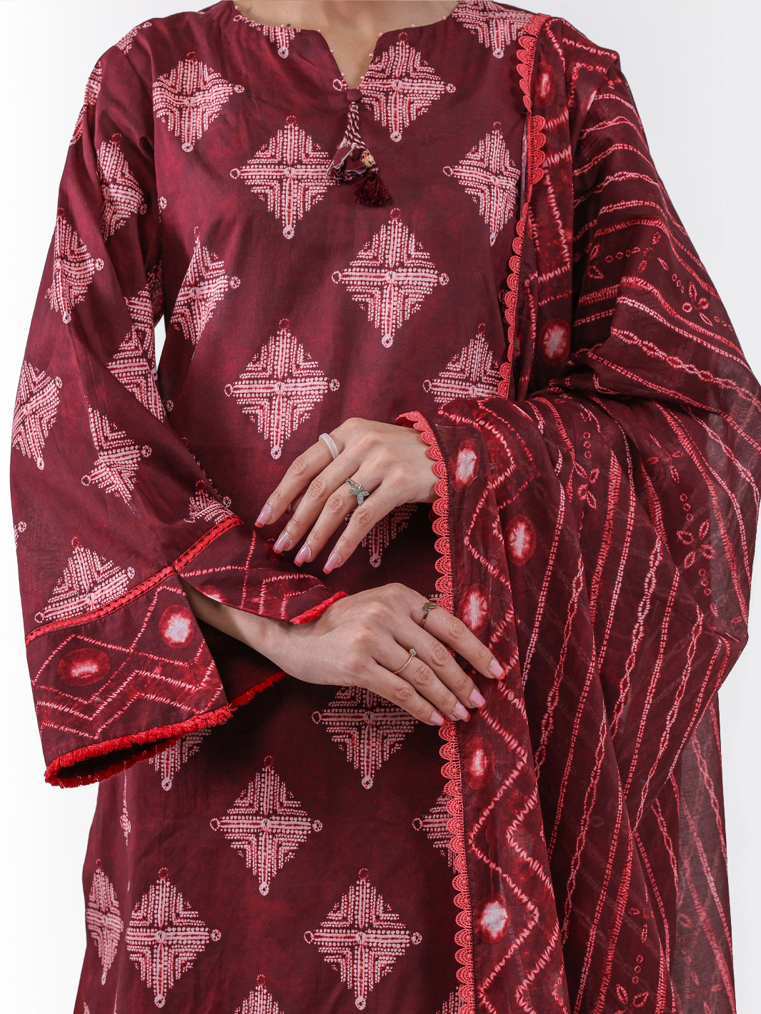 Maroon Lawn 2Pc Unstitched - ALP-2PS-LKD-2471