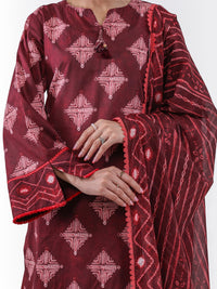 Maroon Lawn 2Pc Unstitched - ALP-2PS-LKD-2471