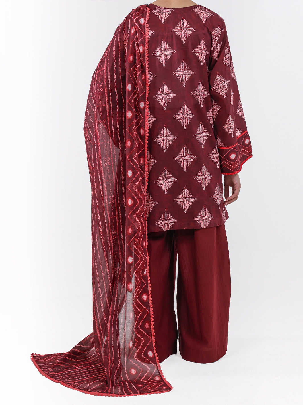 Maroon Lawn 2Pc Unstitched - ALP-2PS-LKD-2471
