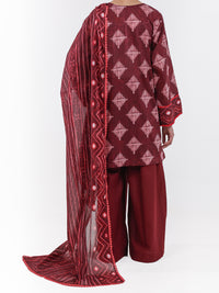 Maroon Lawn 2Pc Unstitched - ALP-2PS-LKD-2471