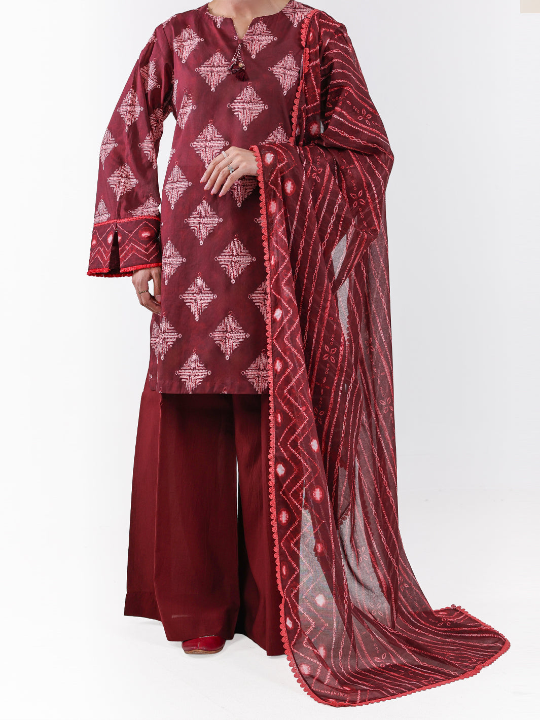 Maroon Lawn 2Pc Unstitched - ALP-2PS-LKD-2471