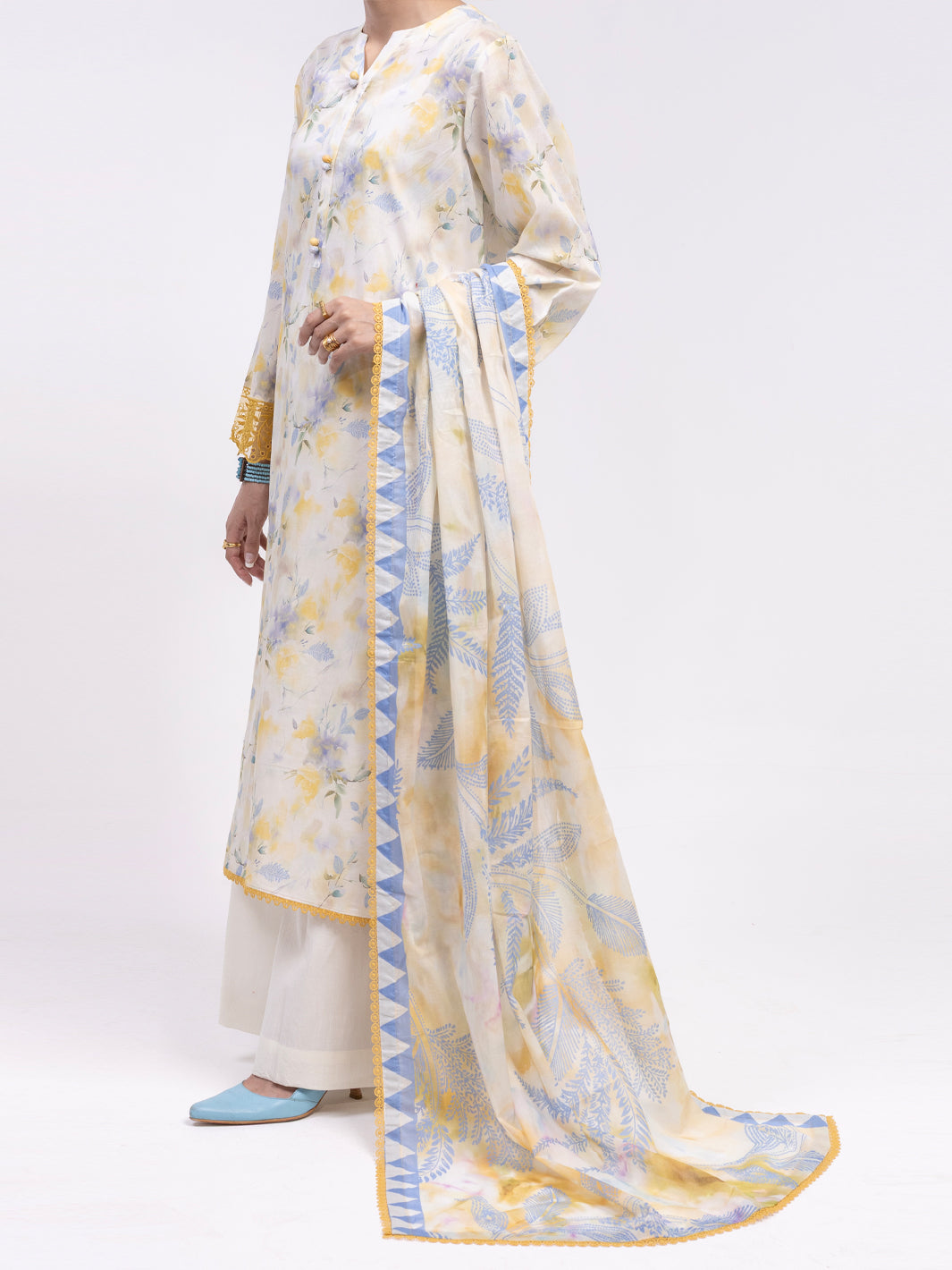 Off White Lawn 2Pc Unstitched - ALP-2PS-LKD-2475
