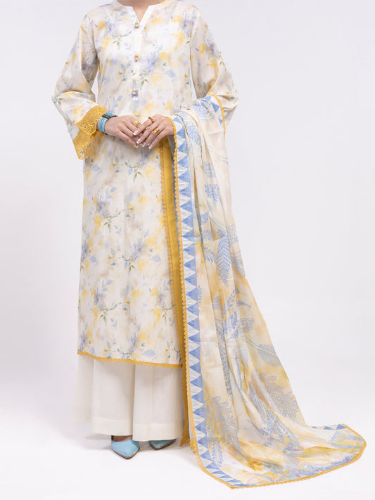 Off White Lawn 2Pc Unstitched - ALP-2PS-LKD-2475