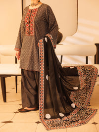 Black Khaddi Net Dupatta - ALP-ST-2335B