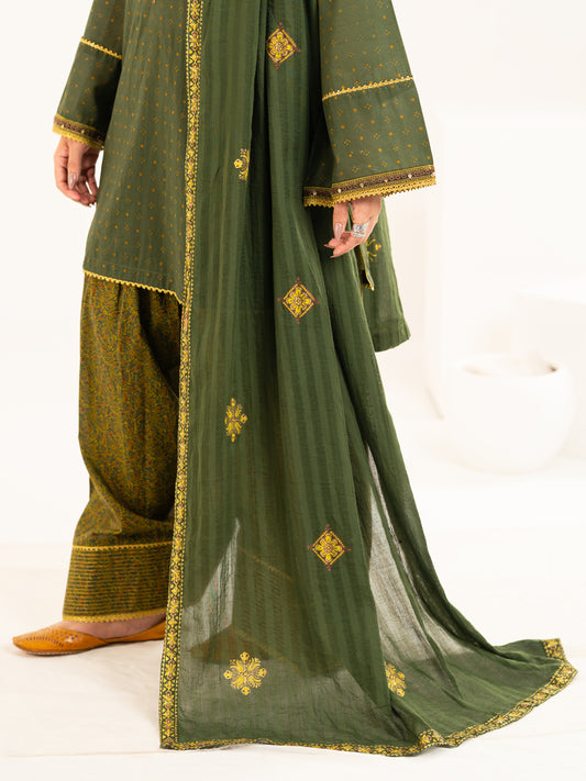 Mehndi Green Dobby Stole - ALP-ST-2336A