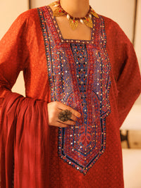Maroon Lawn Stitched 2Pc - ALP-2PS-LKS-2336B