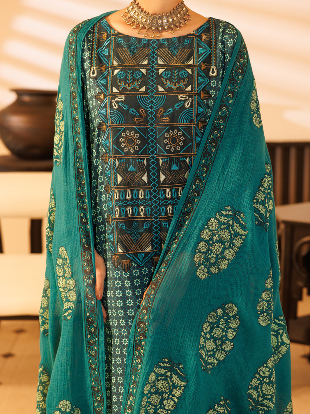 Teal Lawn Stitched 2Pc - ALP-2PS-LKS-2337B