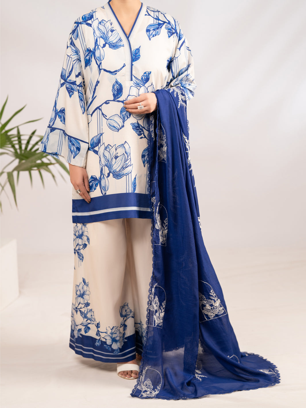 Blue Poly-Lawn 2Pc Stitched - ALP-LKS-2338