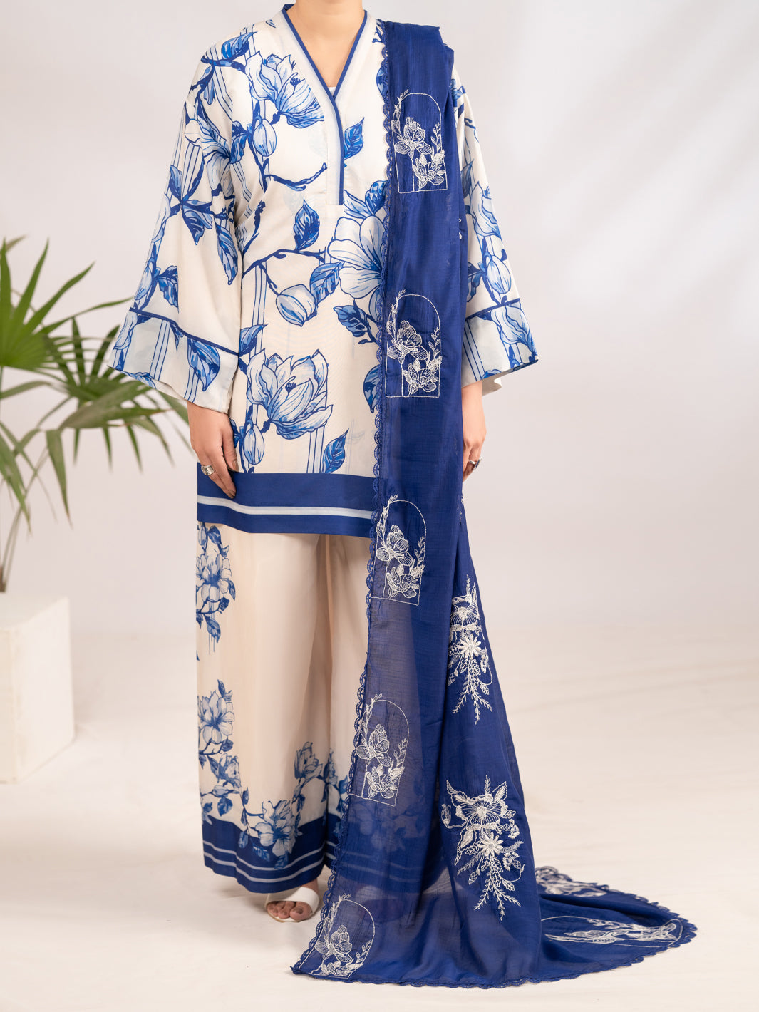 Blue Poly-Lawn 2Pc Stitched - ALP-LKS-2338