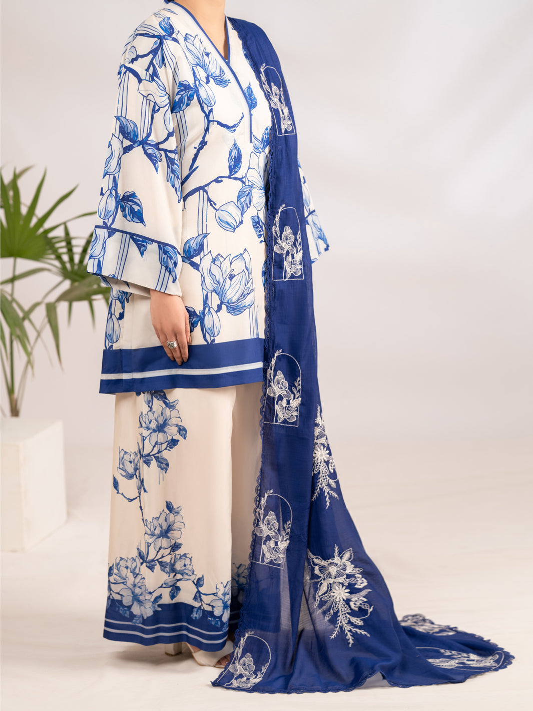 Blue Poly-Lawn 2Pc Stitched - ALP-LKS-2338