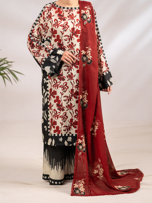 Maroon Poly-Lawn 2Pc Stitched - ALP-2PS-LKS-2339