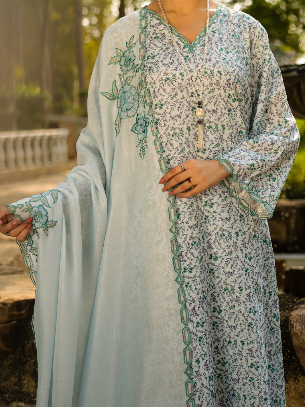 Ice Blue Silk Lawn 2Pc Stitched - ALP-2PS-LKS-2365